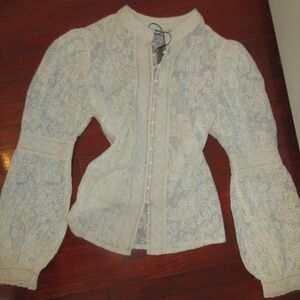 Fashion Nova Cream Lace Blouse